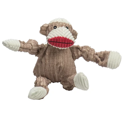 HuggleHounds - Dog Toy - Plush Corduroy Durable Sock Monkey Knottie