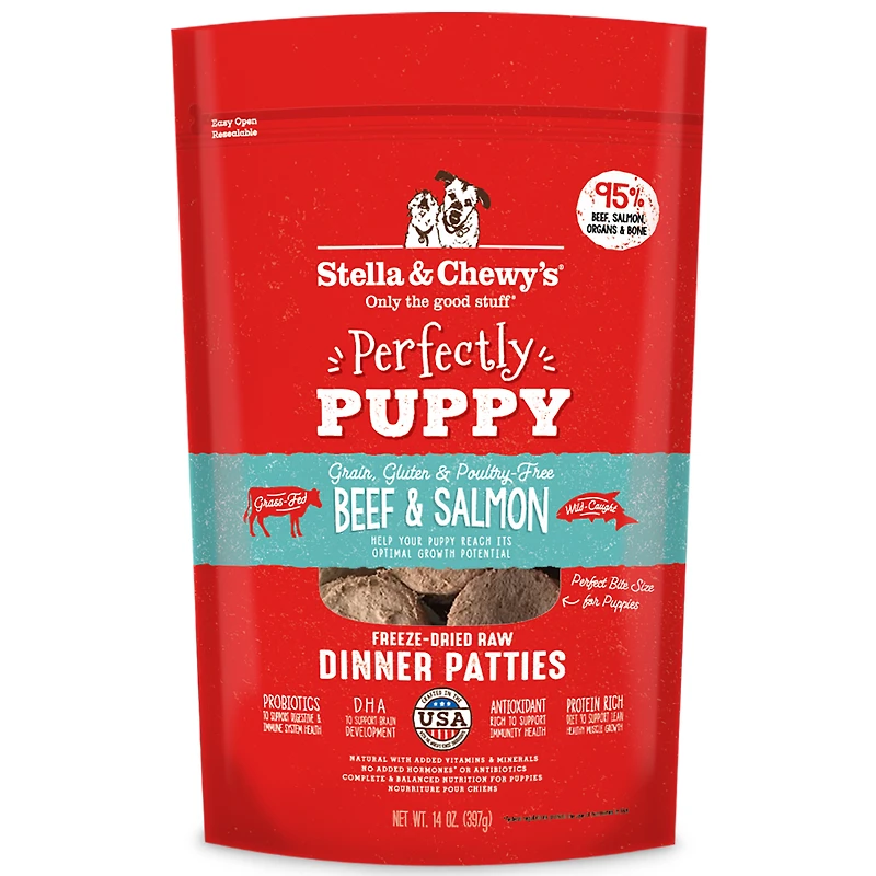 - Freeze Dried Puppy Food - Beef & Salmon Patties