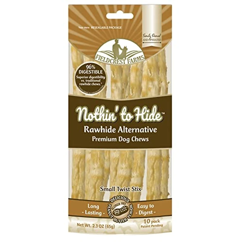 Nothin To Hide - Rawhide Alternative Twist Sticks - Peanut Butter