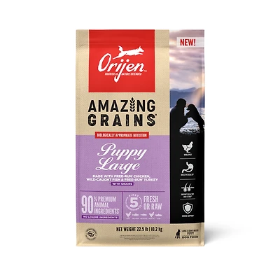 Orijen - Amazing Grains Dry Dog Food - High Protein WholePrey Diet - Puppy Large
