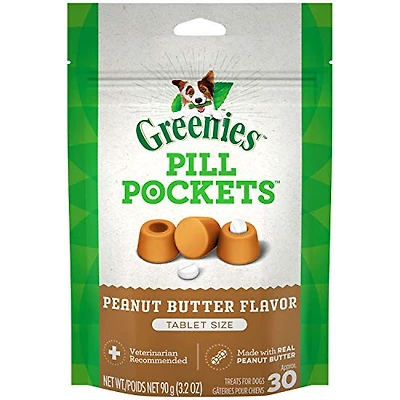 Greenies - Pill Pockets Dog Treats - Easy Tablet Medication Hiding Pouch - Peanut Butter Flavor