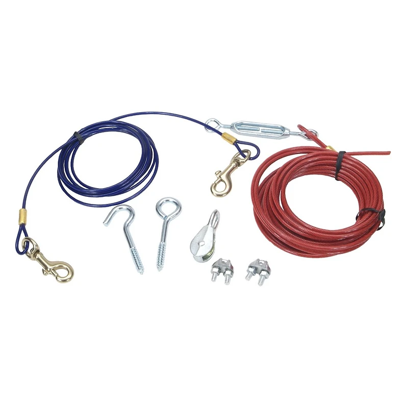 Coastal - Aerial Dog Run – Durable Hardware Overhead Tie Out – Secure & Strong