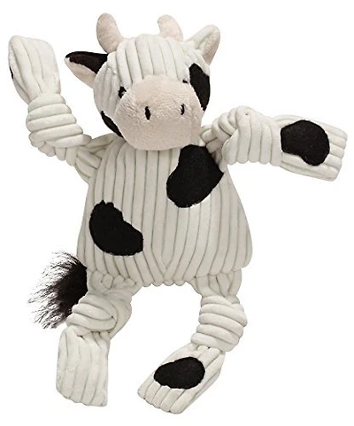 HuggleHounds - Plush Dog Toy - Corduroy Knotties Dottie Cow