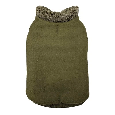 Fashion Pet - Pet Sweater - Puffy Trim Olive Coat