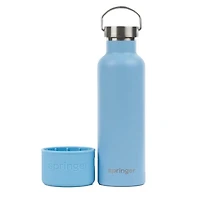 Springer - Pet Water Bottle - Teal Stainless Steel with Bowl