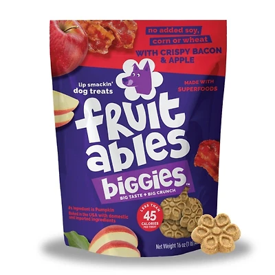 Fruitables - Biggies™ Dog Treat - Crunchy Bold Flavor & Natural Ingredients - Bacon & Apple