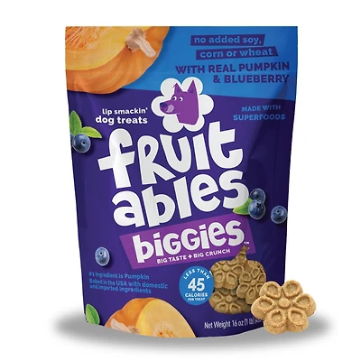Fruitables - Biggies™ Dog Treat - Crunchy Bold Flavor & Natural Ingredients - Pumpkin & Blueberry