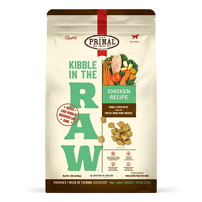 Primal - Kibble in the Raw Dog Food - Premium Freeze Dried Raw Nutrition with Whole Ingredients - Chicken Recipe