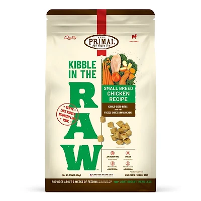 Primal - Kibble in the Raw Dog Food - Premium Freeze Dried Raw Nutrition with Whole Ingredients - Small Breed Chicken Recipe