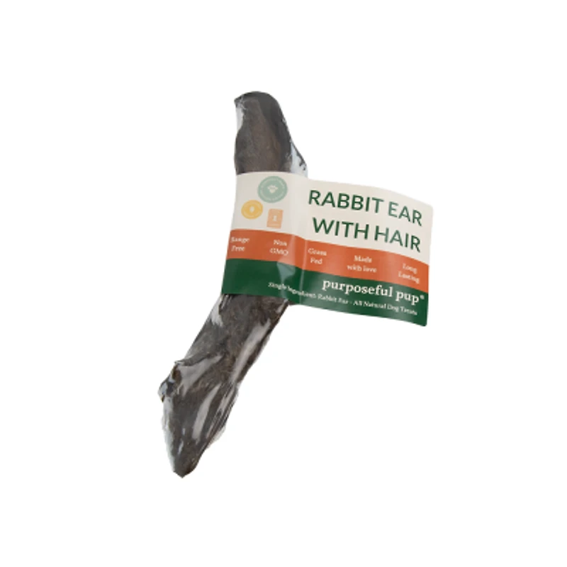 Purposeful Pup - Rabbit Ear with Hair - Single Ingredient & High Protein Dog Treat