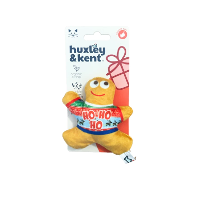 Huxley & Kent - Kittybelles Cat Toy - Ugly Sweater Gingerbread Man