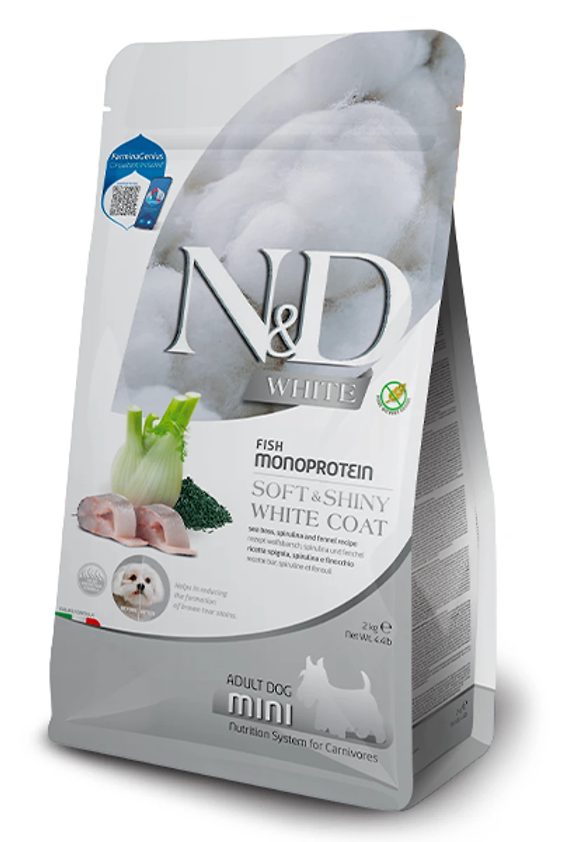 Farmina - Adult Mini Breeds Dry Dog Food - Supports Skin, Coat & Reduces Staining - Sea Bass, Kelp & Fennel Recipe
