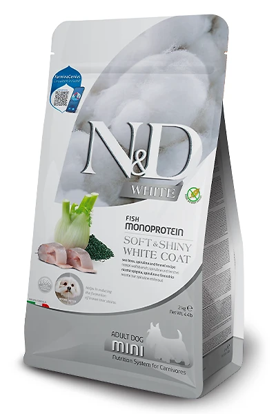 Farmina - Adult Mini Breeds Dry Dog Food - Supports Skin,  Coat & Reduces Staining - Sea Bass,  Kelp & Fennel Recipe