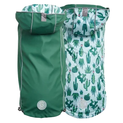 GF Pet - Dog Rain Jacket - Reversible Green Cactus
