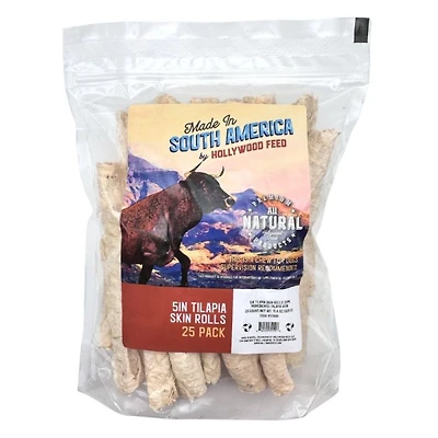 Premium Natural Dog Chew - Single Ingredient Tilapia Skin Rolls
