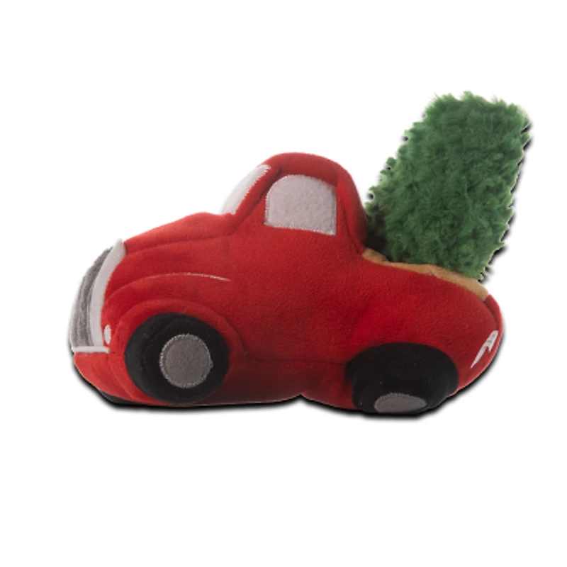 Pricklet Plush Dog Toy - Soft & Interactive with Hidden Rubber Ball - Christmas Red Truck 3-in-1