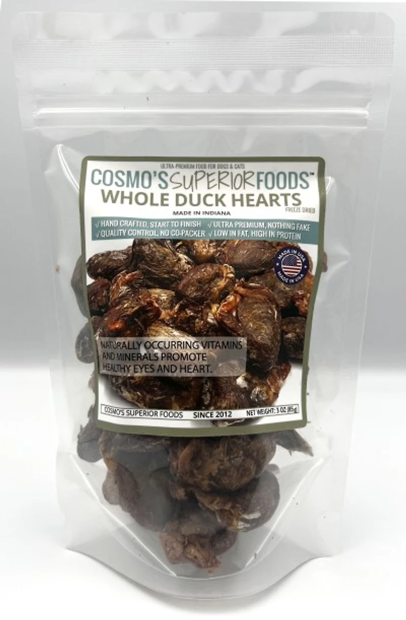 Cosmo's Superior Foods - Dog Treat - Duck Hearts