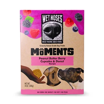 Wet Noses - Moments Limited Ingredient Crunchy Dog Treats - Made with Human Grade Ingredients - Peanut Butter Berry Cupcake & Donut Recipe