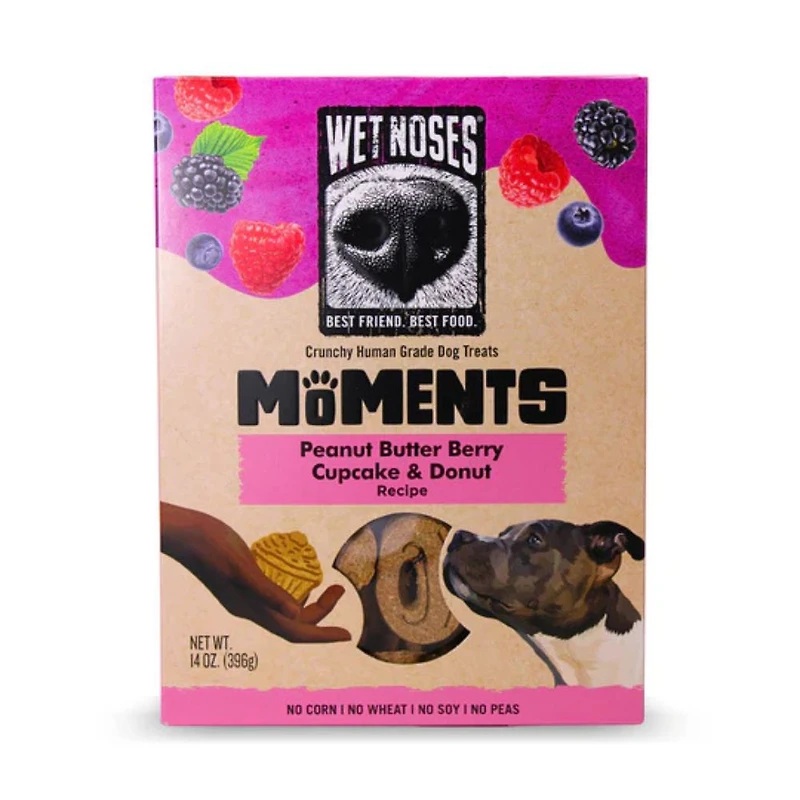 Wet Noses - Moments Limited Ingredient Crunchy Dog Treats - Made with Human Grade Ingredients - Peanut Butter Berry Cupcake & Donut Recipe