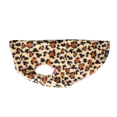 Pet Sweater - Reversible Solid Pink & Cheetah Fleece