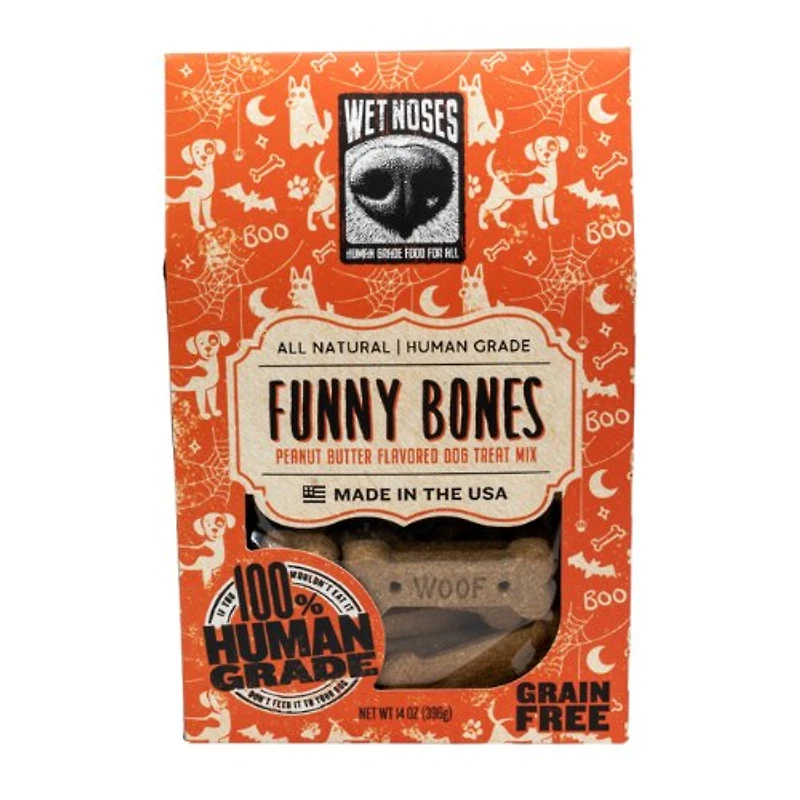Wet Noses - Funny Bones Limited Ingredient Crunchy Dog Treats - Made with Human Grade Ingredients - Pumpkin & Peanut Butter Recipe