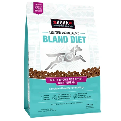 KOHA - Dry Dog Food - Limited Ingredient Bland Diet Beef and Brown Rice Recipe with Pumpkin