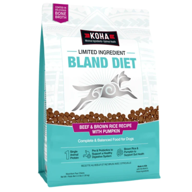 KOHA - Dry Dog Food - Limited Ingredient Bland Diet Beef and Brown Rice Recipe with Pumpkin