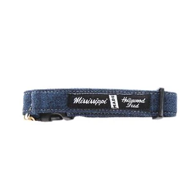 Adjustable Dog Collar - Soft Cotton & Durable Hardware - Macarena Navy