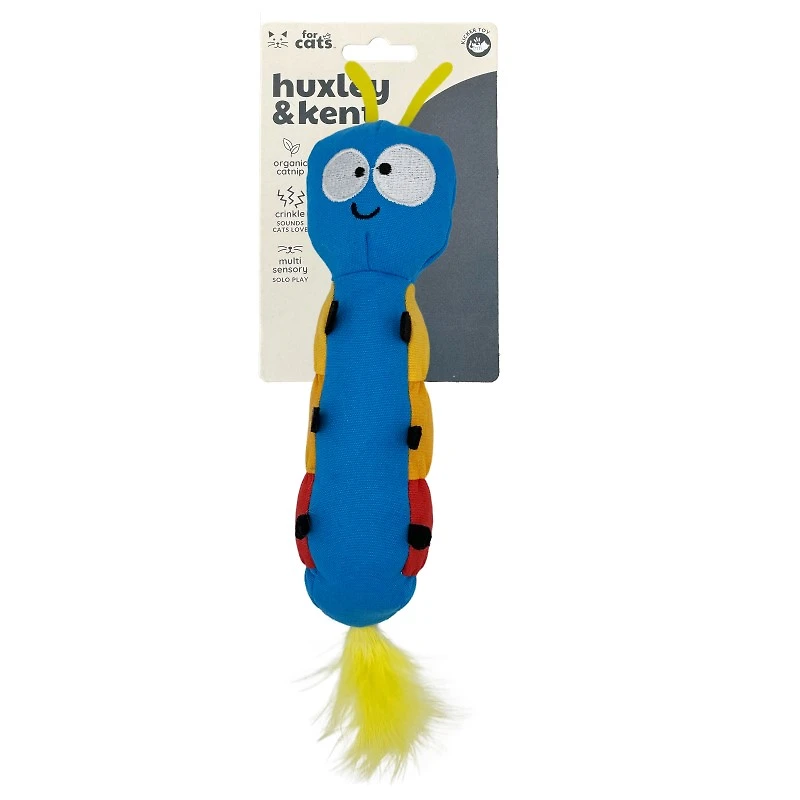 Huxley & Kent - Kittybelles Cat Toy – Large Plush Kicker with Catnip, Crinkle & Feathers for Interactive Play & Exercise - Caterpillar