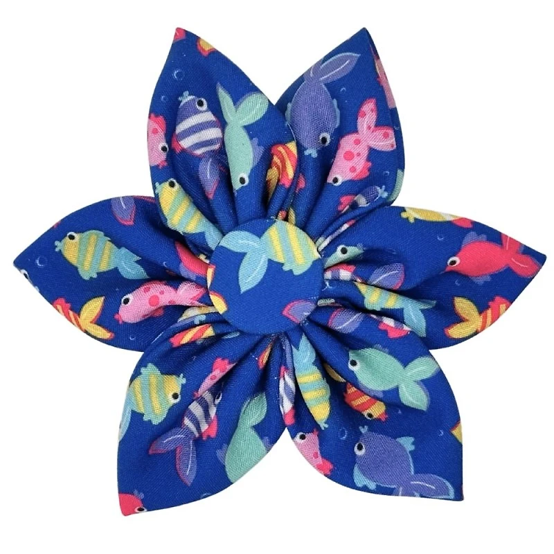 Huxley & Kent - Pet Pinwheel - Stylish,  Adjustable & Secure Collar Accessory for Dogs & Cats - Something Fishy