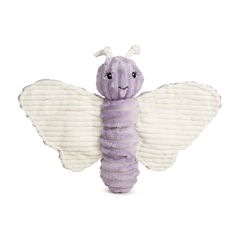 HuggleHounds - Plush Dog Toy - Squeaker & Crinkle Paper Wings for Interactive Play - Bella Butterfly