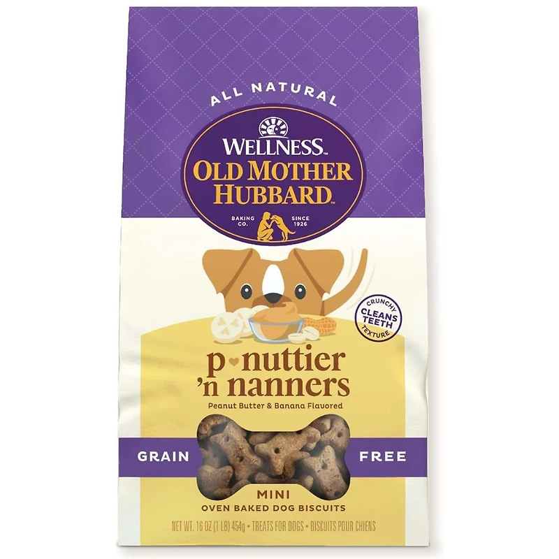Old Mother Hubbard - Crunchy Dog Treats - Natural High Protein Biscuits - P-Nuttier 'N Nanners Recipe - Mini