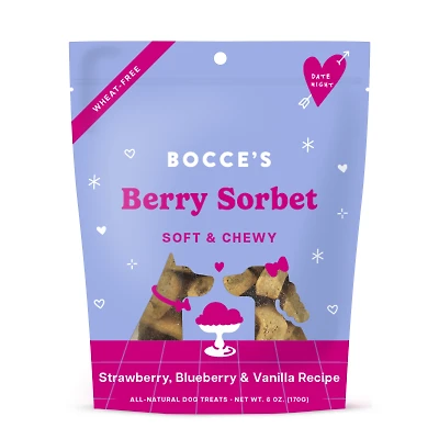 Bocce's Bakery - Soft & Chewy Dog Treat - Berry Sorbet - Strawberry. Blueberry,  & Vanilla Recipe