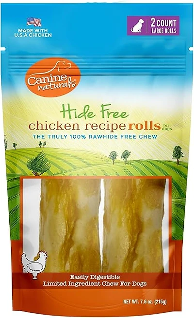 Canine Naturals - Rawhide Alternative Dog Chew - Hide Free Chicken Flavor Rolls