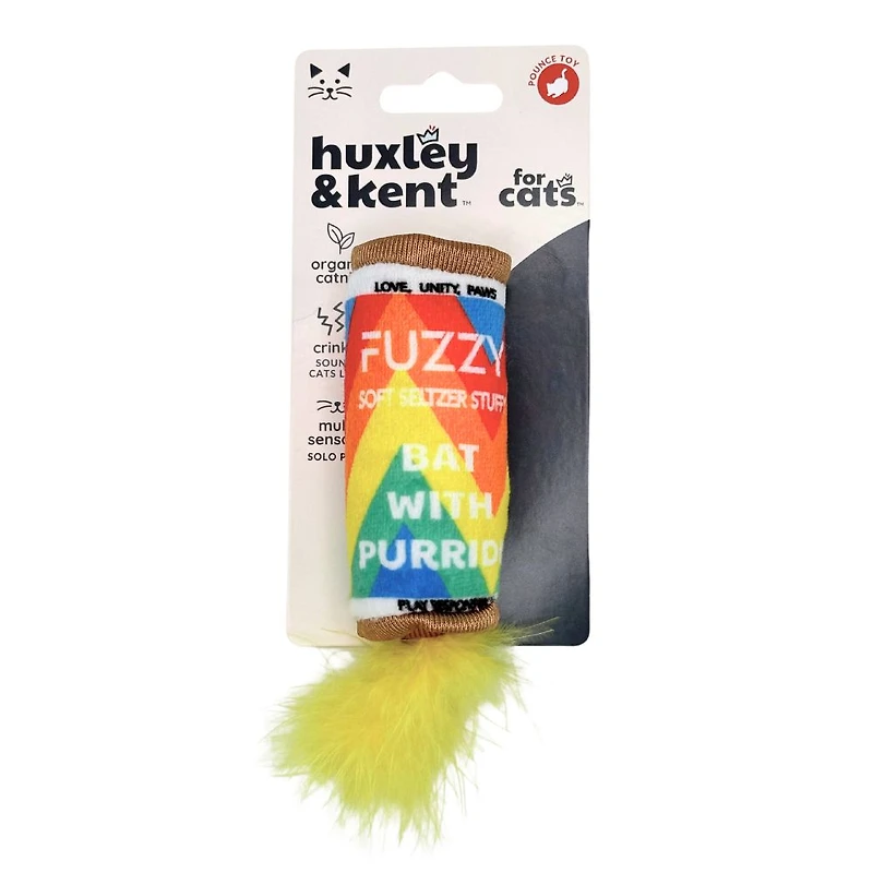 Huxley & Kent - Plush Cat Toy - Crinkle & Catnip for Interactive Play - Fuzzy Soft Seltzer