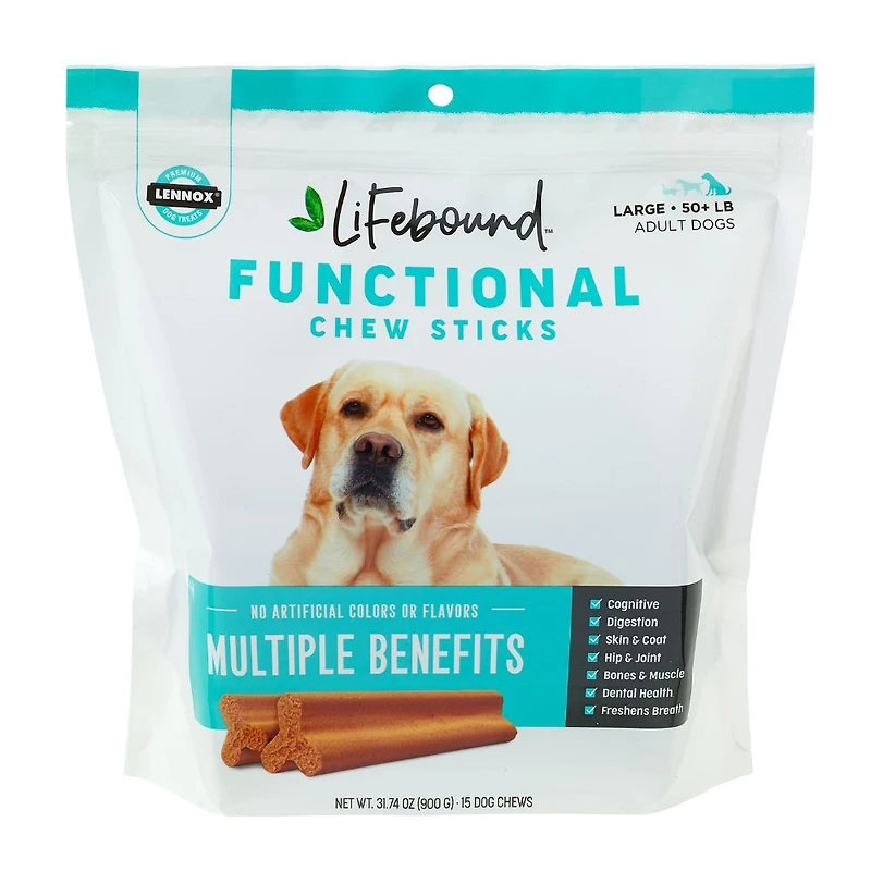 Lennox - Lifebound Functional Chew Sticks - Dental & Joint Support - Large Adult Dogs 50 + lbs