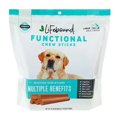 Lennox - Lifebound Functional Chew Sticks - Dental & Joint Support - Large Adult Dogs 50 + lbs