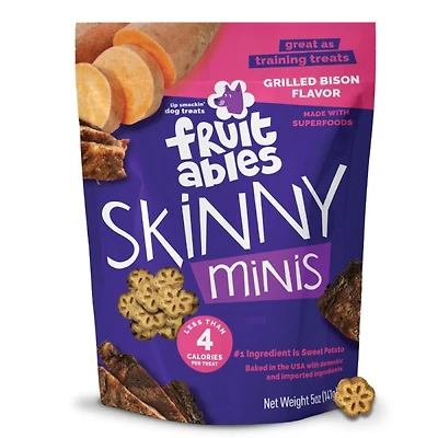 Fruitables - Skinny Minis® Dog Treat - Big Flavor Soft Chews with Superfoods - Grilled Bison