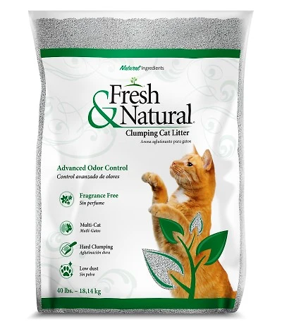 Fresh and Natural - Clumping Clay Cat Litter - Low Dust Natural Mineral Crystals for Odor Control - Unscented