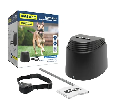 PetSafe - Stay & Play® Wireless Dog Fence - No Wire Setup,  Adjustable Boundary Up to 3/4 Acre,  Waterproof & Rechargeable Collar