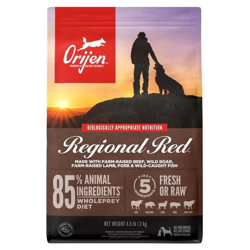 Orijen - High Protein Dry Dog Food - Supports Immune & Digestive Health - Regional Red - 4.5 lbs Bag