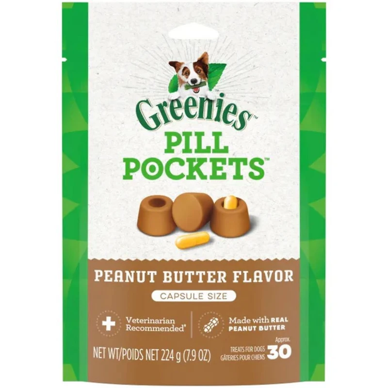 Greenies - Pill Pockets Dog Treats - Easy Capsule Medication Hiding Pouch - Peanut Butter Flavor