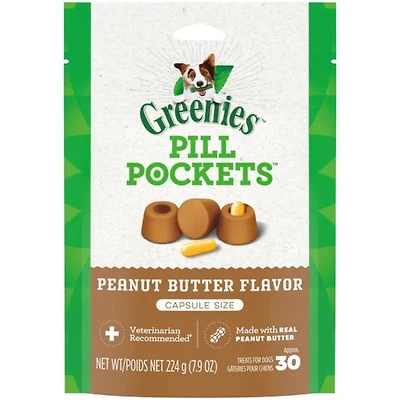 Greenies - Pill Pockets Dog Treats - Easy Capsule Medication Hiding Pouch - Peanut Butter Flavor