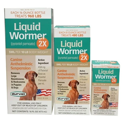 Durvet - Liquid Wormer - Flavored Dewormer for Hookworms & Roundworms - Puppies & Adult Dogs