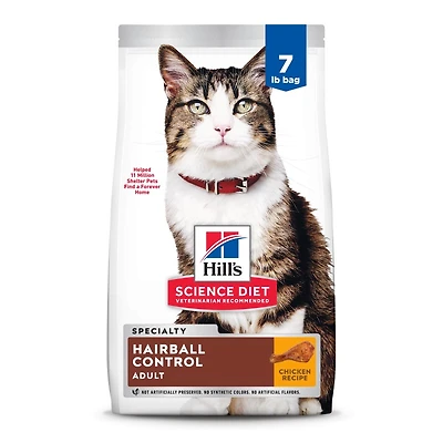 Adult Dry Cat Food for Hairball Control & Healthy Skin – Chicken Recipe