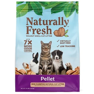Naturally Fresh - Non Clumping Walnut Shell Cat Litter - Low Tracking & Odor Eliminating Pellet Formula - Cats & Small Animals