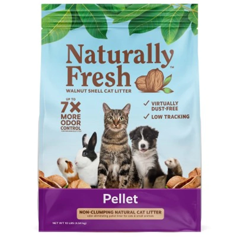 Naturally Fresh - Non Clumping Walnut Shell Cat Litter - Low Tracking & Odor Eliminating Pellet Formula - Cats & Small Animals