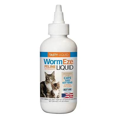 Durvet - WormEze™ Liquid Wormer - Flavored Dewormer for Roundworms - Kittens & Cats