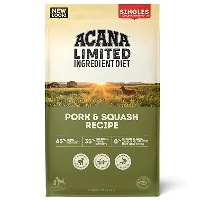 ACANA - Limited Ingredient Dry Dog Food - Supports Digestive Health - Singles Pork & Squash Recipe - 22.5 lbs Bag
