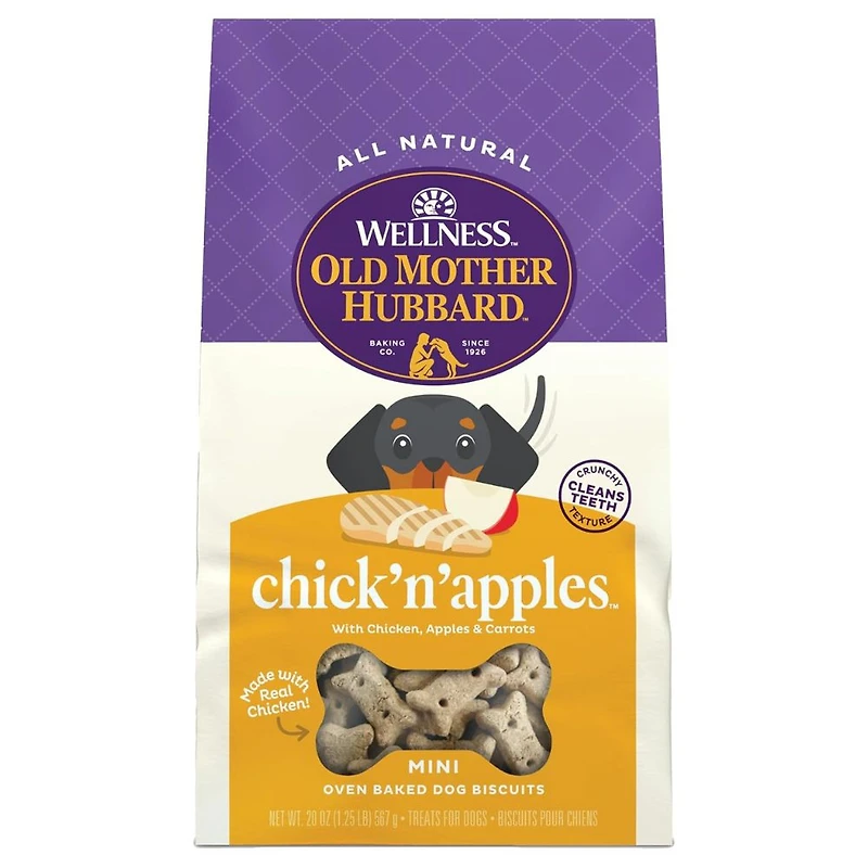 Old Mother Hubbard - Crunchy Dog Treats - Natural High Protein Biscuits - Chick'N'Apples Recipe - Mini